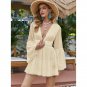 European American Solid Color Sexy Deep V-Neck Beach Dress Chiffon