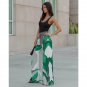 Spring Summer Casual Temperament Women's Clothing Printed Leaf Laced-Up Pants Wide-Leg