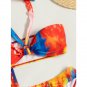 New European and American printing neck hanging gauze long skirt triangle bikini swimsuit three piec