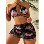 European American Swimsuit Female Split Sunscreen Short Skirt Sexy Bikini Printed Three-Piece Swims