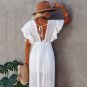 New Style Bamboo Cloth Button Waist Rope Long Skirt Cardigan Vacation Beach Jacket Sun Protection Cl