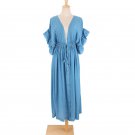 New Style Bamboo Cloth Button Waist Rope Long Skirt Cardigan Vacation Beach Jacket Sun Protection Cl
