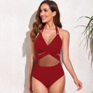 New Lace One-Piece Swimsuit Women European American Sexy Cross Bikini