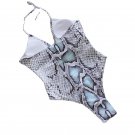 One Piece Swimsuit Sexy Hollow Laced-Up Snakeskin Print Bikini Amazon New Style Sw