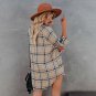 Autumn New Style European American Plaid Printed v-Neck Long-Sleeved Shirt Dress Women