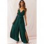 New Product Tie Rope Belt V-Neck Sexy Sling Jumpsuit Women Summer Elegant Wide-Leg Pants European Am