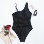 European American Sexy Shaping Solid Color Net One-Piece Halter Bikini Swimsuit Women