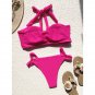 New Solid Color Bikini European American Stitching Sexy Swimsuit Laced-Up Women