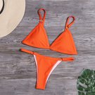 New European American Solid Color Triangle Bikini Split Swimsuit Metal Ladies Swimsu