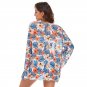 [European American Three-Piece Swimsuit Women] Sexy Split Triangle Bikini Digital Printing Long Blou