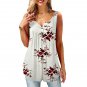 Spring Summer New Style Printed V-Neck T-Shirt Cross-Border European American Sleeveless Loose Top W
