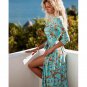Summer New Style Shirt Skirt Printed Dress Mid-Sleeved v-Neck Long