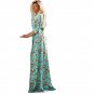 Summer New Style Shirt Skirt Printed Dress Mid-Sleeved v-Neck Long
