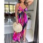 Wrap Chest Dress Women Summer Fashion Print Sexy Long Skirt