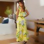 Slim-Fit Sexy Ruffled Laced-Up Slit Dress Fashion Large Size Long Sling