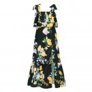 Slim-Fit Sexy Ruffled Laced-Up Slit Dress Fashion Large Size Long Sling