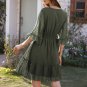 2022 Summer New Style V-Neck Solid Color Polka Dot Chiffon Dress