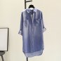 Mid-Length Cotton Denim Shirt Dress Women 2022 Spring Autumn New Style Double Pocket Roll Sleeve Thi
