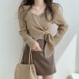Long Sleeve Solid Color Pullover Shirt Temperament Commuter Versatile Irregular Top