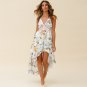 European American Plus Size Women's Deep V Sexy Beach Hollow Lace Sling Irregular Skirt Dress