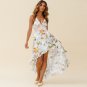 European American Plus Size Women's Deep V Sexy Beach Hollow Lace Sling Irregular Skirt Dress