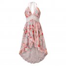 European American Plus Size Women's Deep V Sexy Beach Hollow Lace Sling Irregular Skirt Dress