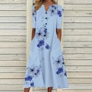 Decorative Dress Fine Workmanship Polyester V Neck Printed Party Dress for Summer