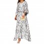 European American Women's Summer New Style Loose Large Size Printed Long-Sleeved Top High Waist Long