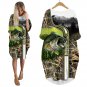 3D Digital Carp Print Long Sleeve Dress Casual Women's Clothing