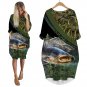 3D Digital Carp Print Long Sleeve Dress Casual Women's Clothing
