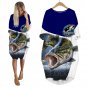 3D Digital Carp Print Long Sleeve Dress Casual Women's Clothing