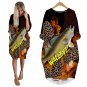 3D Digital Carp Print Long Sleeve Dress Casual Women's Clothing