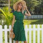 European American Mid-Length Skirt Short-Sleeved Lace-Up Polka