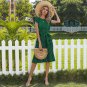 European American Mid-Length Skirt Short-Sleeved Lace-Up Polka