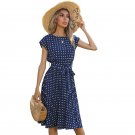European American Mid-Length Skirt Short-Sleeved Lace-Up Polka