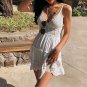 Sexy Hollow Stitching V-Neck Sling Dress Seaside Vacation Off-The-Shoulder Be