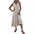 Summer New Products European American Sleeveless Pleated Skirt Loose Casual Mid-Length Dress