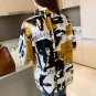 Women Long Sleeve Scrawling Letters Print Buttons Chiffon Shirt Blouse