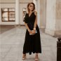 Fashion Slim-Fit Sexy Ruffle Sleeve Chiffon Pleated Skirt Solid Color Dress