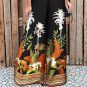 Cross Sling Halter Women Jumpsuit Soft Wide Leg Hollow Out Print Beach Romper for Vacation