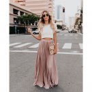 Pleated Skirt New Style European American Plus Size Mid-High Waist Women's Large Swing Long