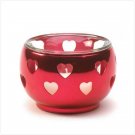 Red Silver Hearts Votive Holder - 36623