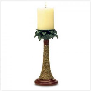 Rattan Styled Palm Tree Candle Holders - 37988