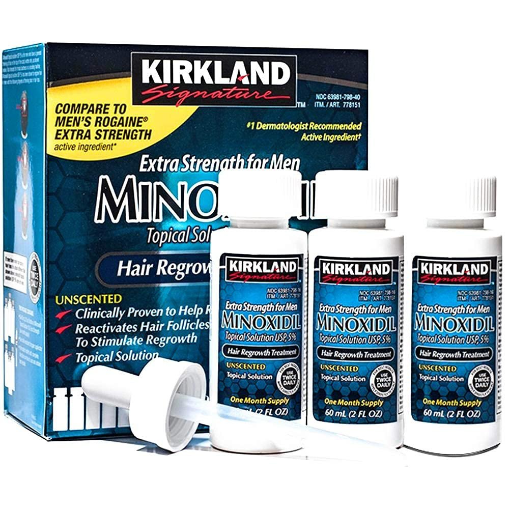 Kirkland 5% Minoxidil Extra Strength Liquid Hair Loss and Hair Regrowth Treatment 3-Month