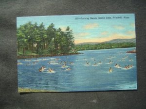 Bathing Beach Onata Lake Pittsfield~Mass Post Card