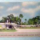Sun 'N Sand Hotel Court Daytona Florida Linen Postcard