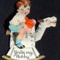 Vintage Valentine Card Mechanical, Boy Riding a Rocking