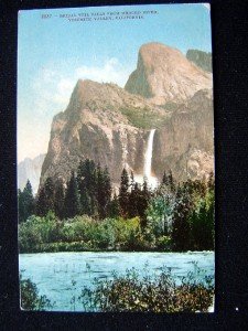 Antique Postcard Bridal Veil Fall Merced River Yosemite