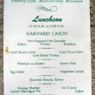 Harvard 1933 Class 25th Anniversary Reunion Lunch Menu