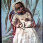 ANTIQUE BLACK AMERICANA FANTASY PRINT YOUNG CHILD HOLDING PUPPY LITHO